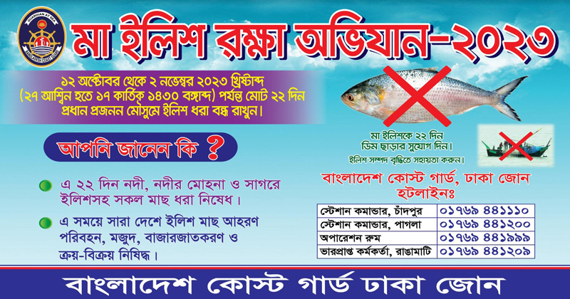 মা ইলিশ রক্ষায় মেঘনা নদীতে বিশেষ অভিযান