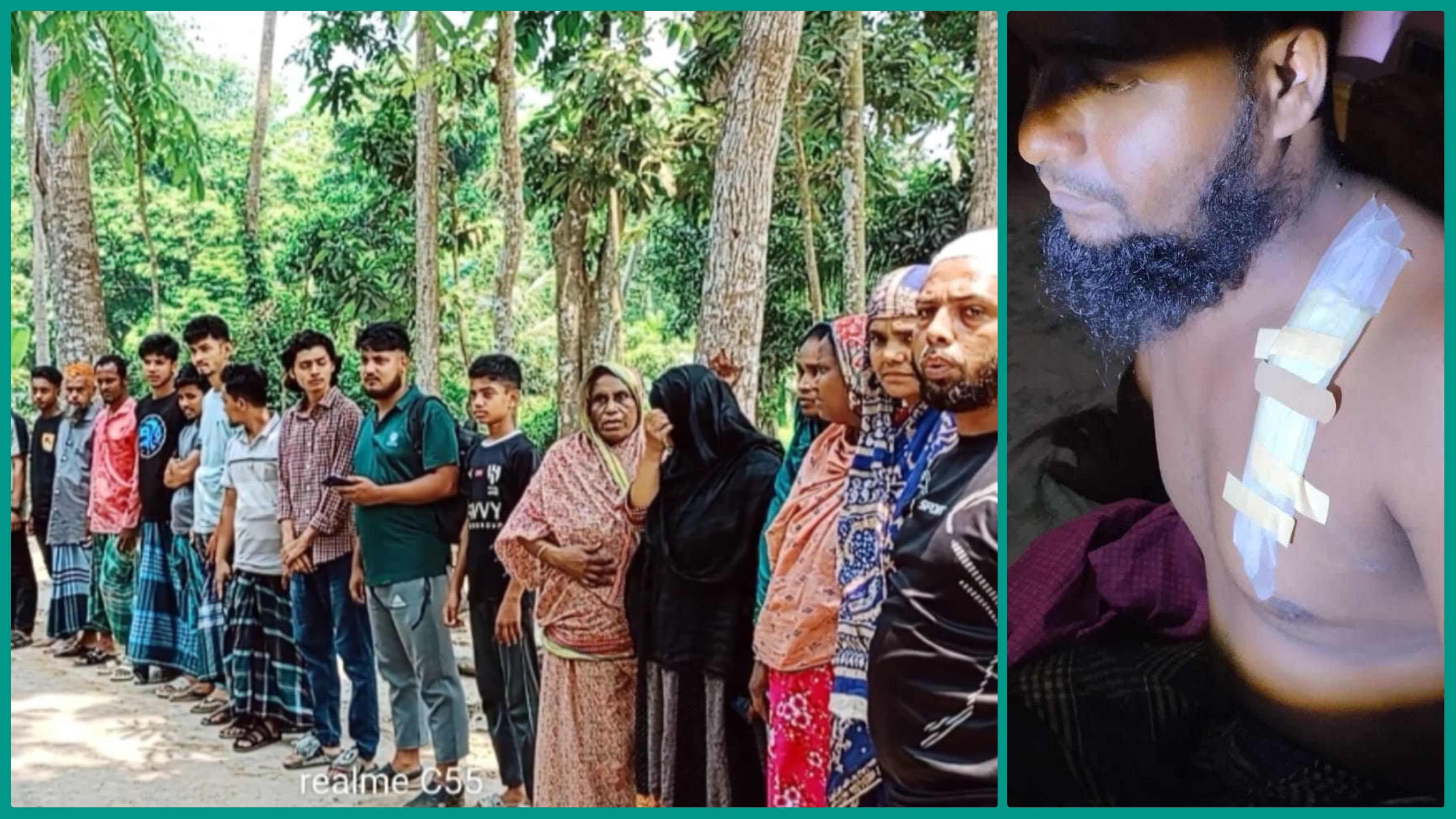 বালিথুবায় যুবদল কর্মীদের ওপর আওয়ামী লীগ কর্মীর হামলার অভিযোগে মানববন্ধন