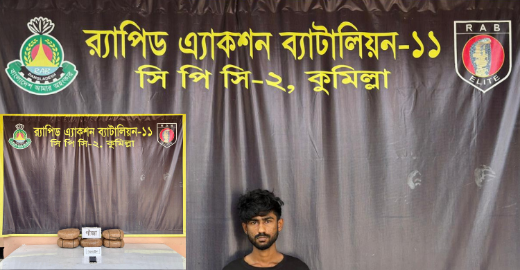 র্যাবের অভিযানে ১১ কেজি গাঁজা সহ মাদক ব্যবসায়ী গ্রেফতার