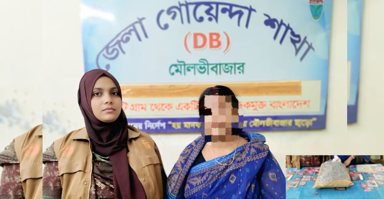 কমলগঞ্জে গাঁজাসহ নারী মাদক কারবারি আটক