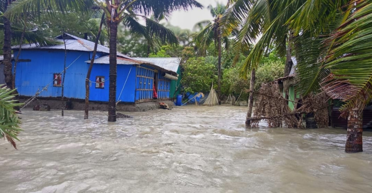 নোয়াখালীতে বাঁধ ভেঙে উপকূলের মানুষের জনজীবন বিপর্যস্ত