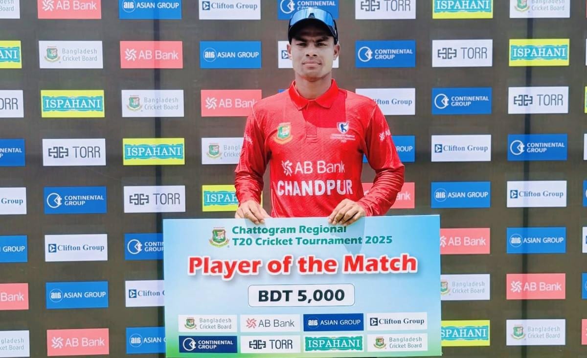 চট্টগ্রাম রিজিওনাল টি-২০ টুর্নামেন্টে ফরিদগঞ্জের সাদ্দামের বাজিমাত