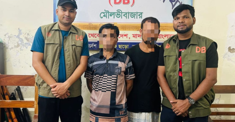 কমলগঞ্জে ডিবির অভিযানে মাদক ও মাদক বিক্রির টাকাসহ আটক ২