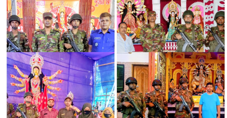 সেনাবাহিনীর পূজা মণ্ডপ পরিদর্শন