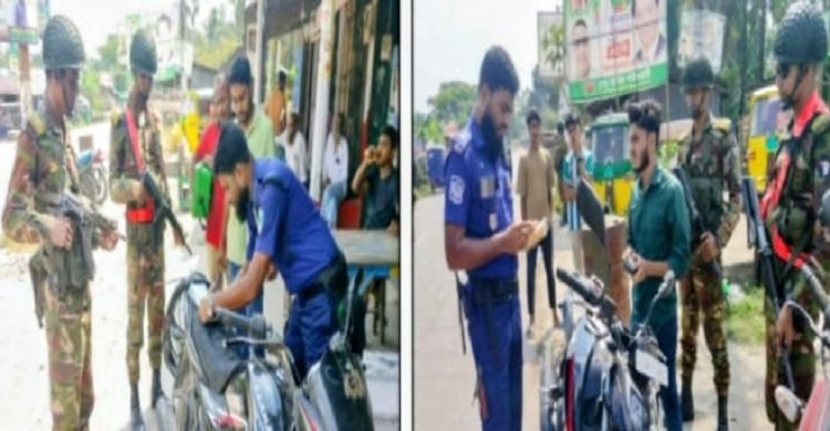 ৯০ যানবাহনে তল্লাশি।। ১২ মামলায় ৬০ হাজার টাকা জরিমানা, ৬ গাড়ি জব্দ