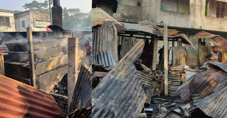 কচুয়ায় ভয়াবহ অগ্নিকাণ্ডে নাজমুল বেকারী পুড়ে গেছে
