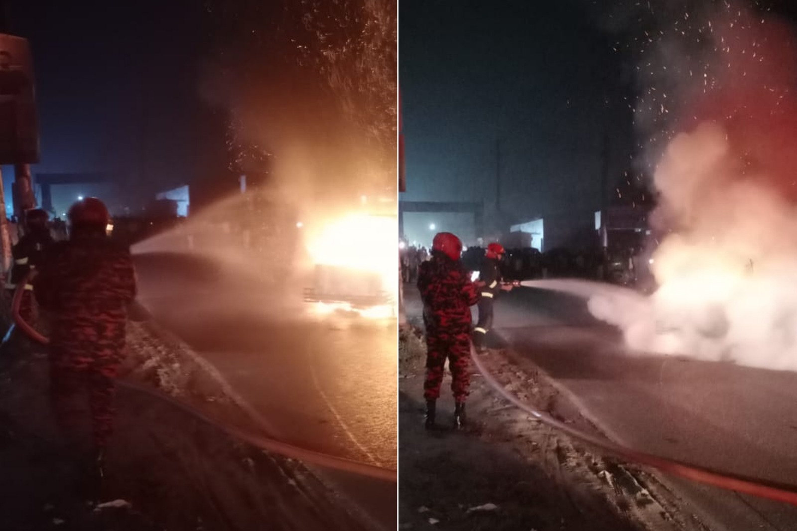 হাজীগঞ্জে সিএনজিচালিত অটোরিকশার গ্যাস লিকেজে আগুন