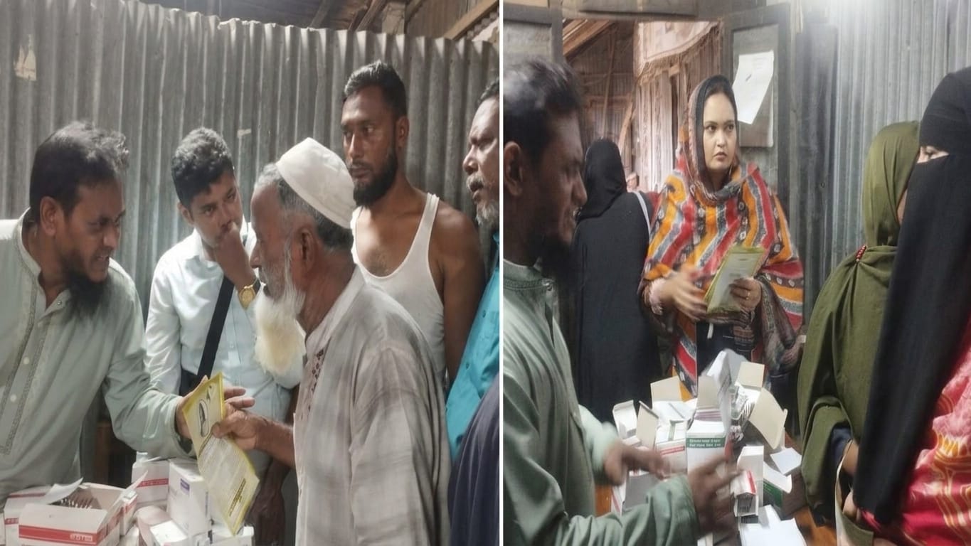 পুরানবাজারে এক হাজারের অধিক রোগীকে বিনামূল্যে ভিটামিন ডি ইনজেকশন ও ঔষধ প্রদান