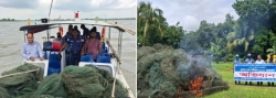 মতলব উত্তরে মেঘনায় অভিযানে ৩৫৫টি চায়না দুয়ারী চাঁইসহ জাল জব্দ