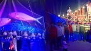 ইলিশ জাল জেলে ও সাম্পানে  সাজানো সৌন্দর্যে ফুটে উঠেছে  দুর্গাপূজার মণ্ডপ