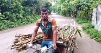 নিজের ক্ষেতের আখ রাস্তায় রাস্তায় বিক্রি করে লাভবান মনির মোল্লা