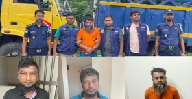 দুটি ট্রাক ও সরঞ্জাম সহ বগুড়া ও কুষ্টিয়া থেকে আন্তঃবিভাগীয় ডাকাত দলের তিন সদস্য গ্রেফতার