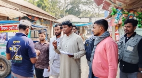 কচুয়ায় ধানের শীষের পক্ষে ঢাবি ছাত্রদল নেতা কাউছার আলমের গণসংযোগ